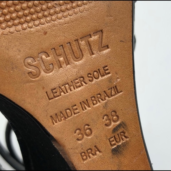 SCHUTZ Black Snakeskin Strappy Wedges Heels - Picture 7 of 7